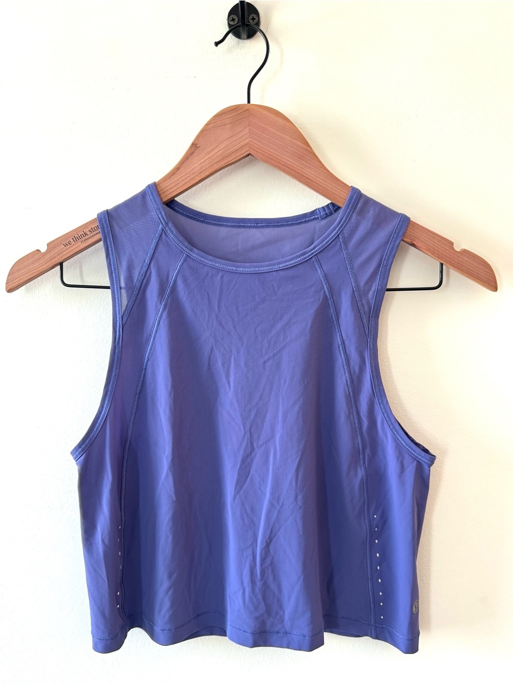 Lululemon Sculpt Cropped Tank Top Purple Mesh Reflective Running Training